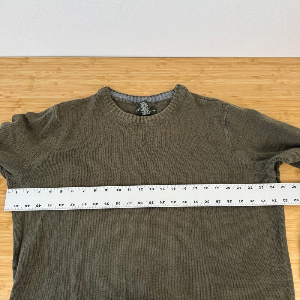 Eddie Bauer Seattle USA Mens L Cotton Crew Neck Sweater Olive Green Classic - Picture 6 of 11